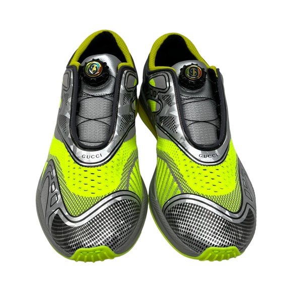 GUCCI Ultrapace R Low Top Sneakers Grey Neon Yellow - Picture 6 of 13